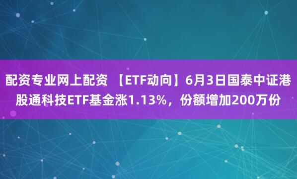 配资专业网上配资 【ETF动向】6月3日国泰中证港股通科技ETF基金涨1.13%，份额增加200万份