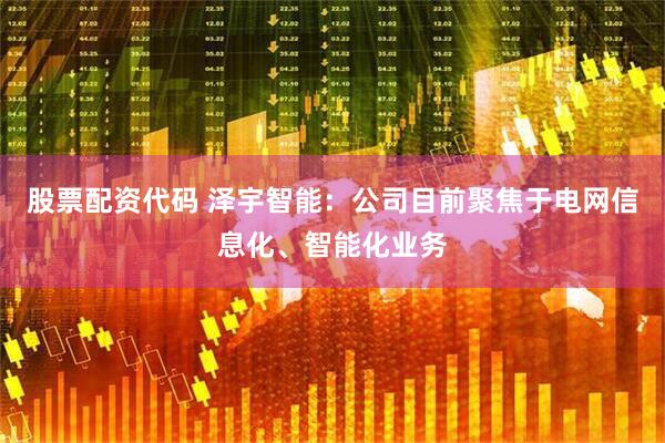 股票配资代码 泽宇智能：公司目前聚焦于电网信息化、智能化业务